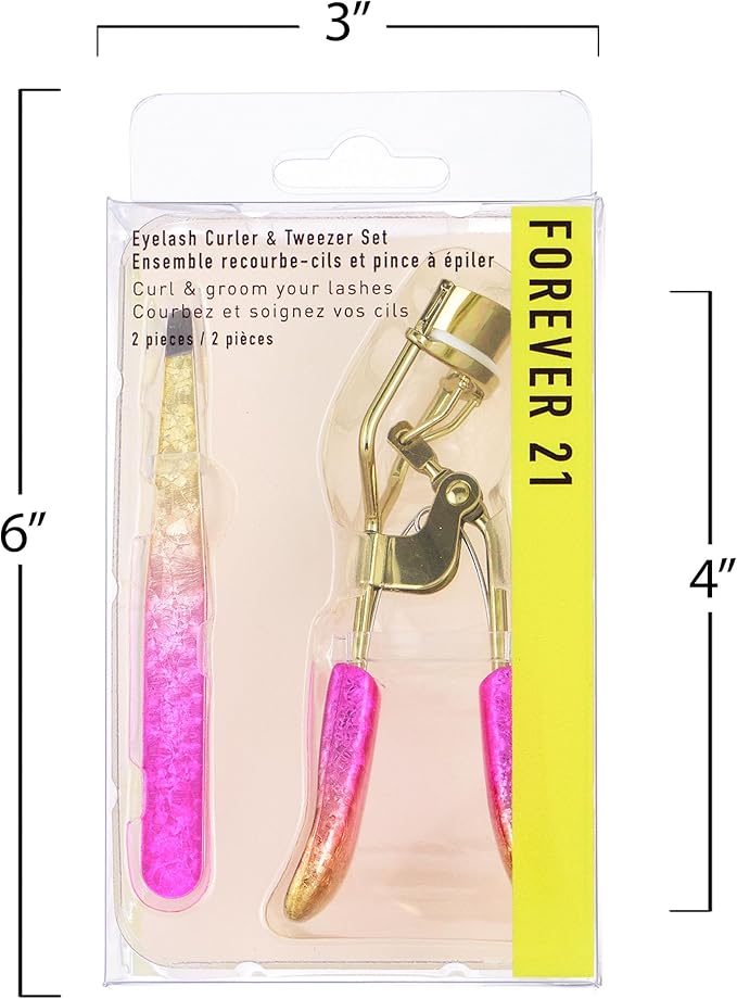 Eyelash Curler & Tweezer Set - 2pc Lash Kit w/Precision Lash Curler & Lash Tweezers for Eyelash Strips | False Eyelash Applicator Tool Kit