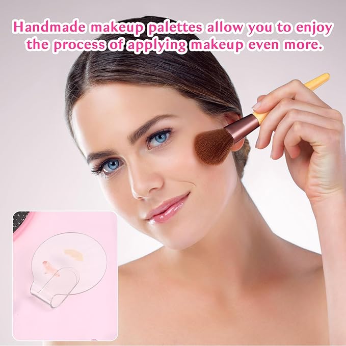 2 PCS Makeup Mixing Palette, Makeup Mixing Tray Acrylic Clear Foundation Palettes Nail Art Manicure Palettes Eyeshadow Make up Hand Palette for Beauty Salon Color Cream Mixings Foundation