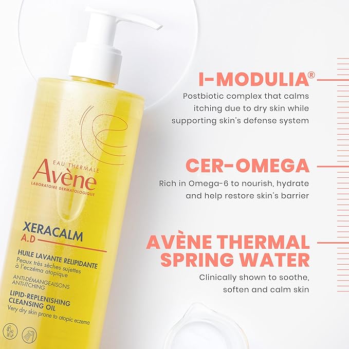 Avène XeraCalm A.D Lipid-Replenishing Cleansing Oil, 25.3 fl. Oz.