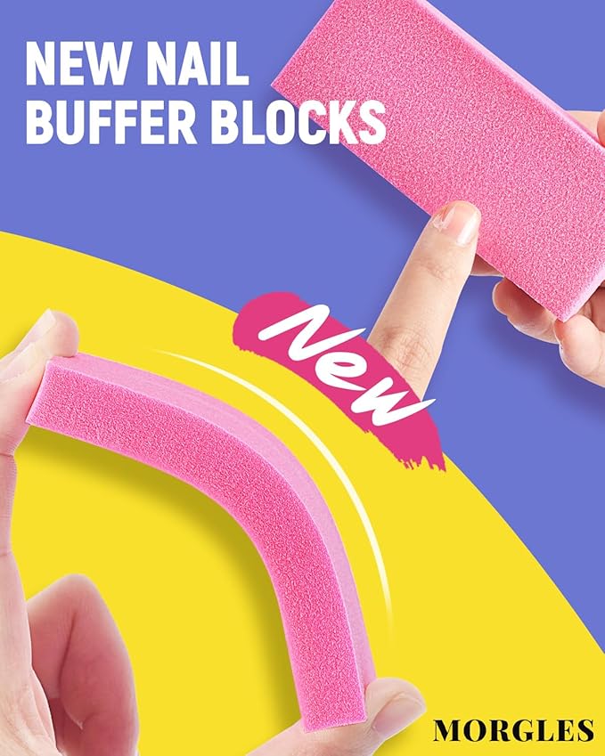 MORGLES Nail File and Buffer Blocks with Nail Care Kit, 13 Pcs Manicure Kit for Women with Milk and Honey Cuticle Oil and Cuticle Trimmer Set