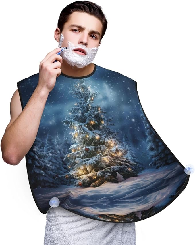 Fall Pumpkin Print Beard Bib Shaving Apron, Beard Hair Trimming Cape Gift For Dad