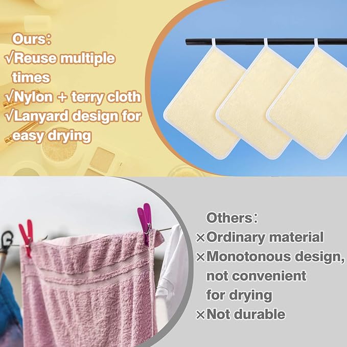 MAQIHAN Exfoliating Cloth - 4 Pack Exfoliating Washcloths for Body and Face Clean 8 × 10 inches Durable Weave Bath Body Scrubber Face Wash Cloths Bath Towel Washcloths Wash Towels for Women and Men