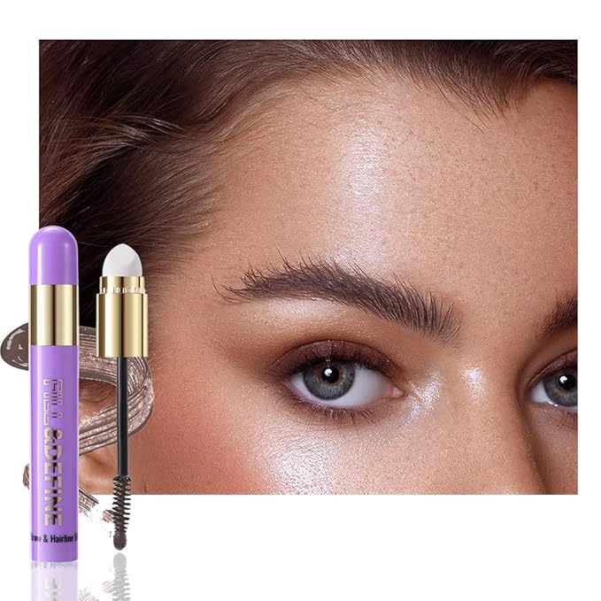 3 In 1 Hair Color Concealer Stick - Temporary Gray Hair Cover Up, Root Touch Up Hair Mascara with Precision Applicator, Waterproof Long Lasting for Eyebrows Beard Hairline 01# Brown