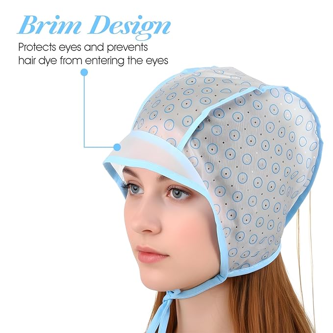 Hair Highlight Cap Blue Hair Highlighting Cap Kit Coloring Frosting Dye Kit with Plastic Crochet Hook Highlight Caps for Salon DIY Dyeing Hairdressing
