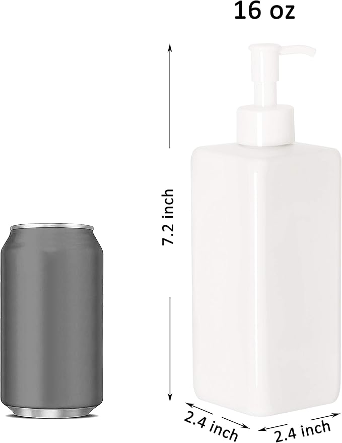 Youngever 5 Pack 16 Ounce Plastic Pump Bottles, Refillable Square Plastic Pump Bottles for Dispensing Lotions, Shampoos and More (White)