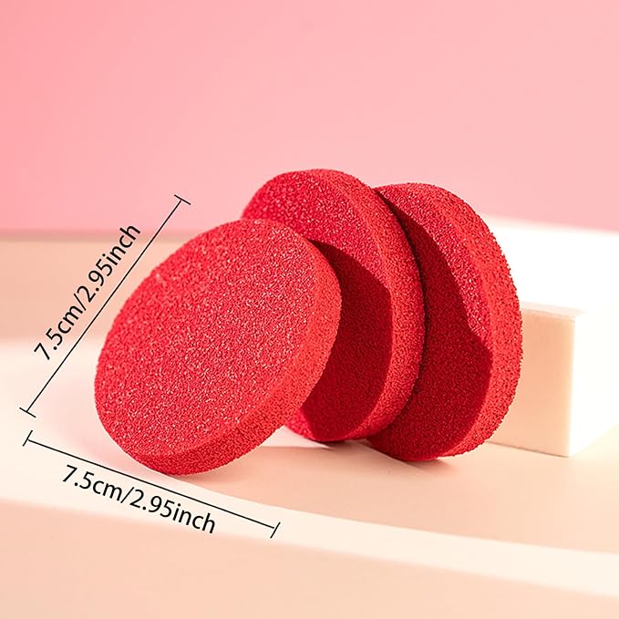 18 Pcs Extra Thick Red Cosmetic Sponge Skincare Facial Sponges Round Makeup Sponge Remover Face Wash Sponges Reusable For Cleansing