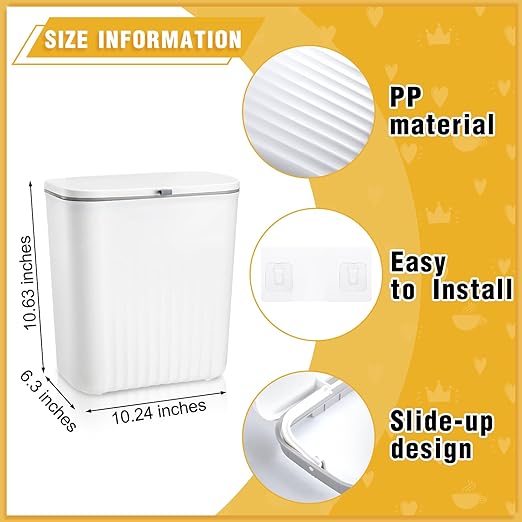 Mifoci 3 Pieces Sanitary Napkins Receptacle Plastic Wall Mounted Tampon Disposal Bin Flip Top Receptacle Tampon Disposal Bin Feminine Hygiene Container for Public Restrooms Bathroom Home Office White