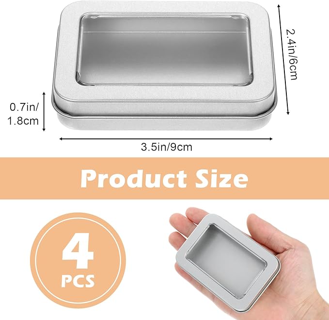 4Pcs Travel Cotton Swab Holder, Portable Floss Pick Holder, Metal Cotton Ball Holders for Dental Floss, Clear Dustproof Travel Qtips Case with Lid, Hair Ties Small Items