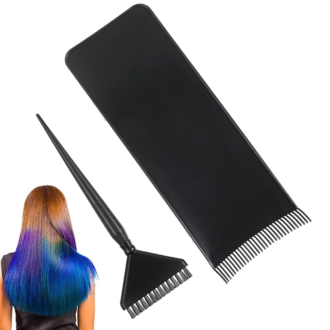 2Pcs Balayage Board & Dye Brush Kit, Balayage Highlighting Board and Black Hair Dye Comb, Professional Hair Highlighting Kit for Women Men All Types Hairstylist Accessories