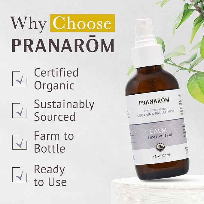 Pranarom Facial Mist (4oz / 120ml) - 100% Pure & Natural Essential Oil Facial Mist for Dry Skin Hydration & Toning (Calm (Sensitive Skin))