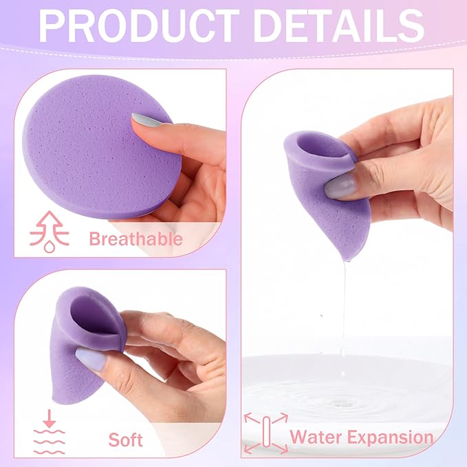 Mifoci 960 Pieces Purple Compressed Facial Sponges for Estheticians, Makeup Removal Sponge Pads for Women Spa Exfoliating Face