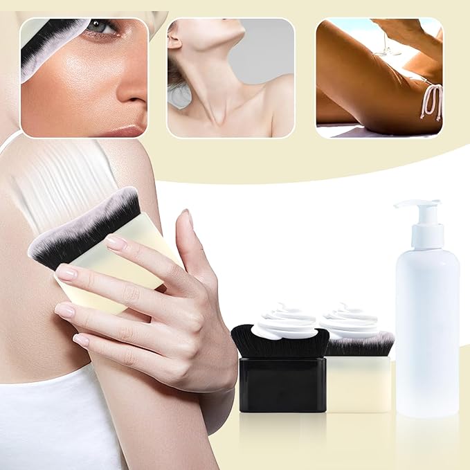 2pcs Self Tanning Brushes, Foundation Tan Bronzing Applicator Spray Back Tanner Makeup Brushes Body Coverage Perfector Brush Face Beauty Blend Sunscreen Brush for Tanning Mousse(Black, White)