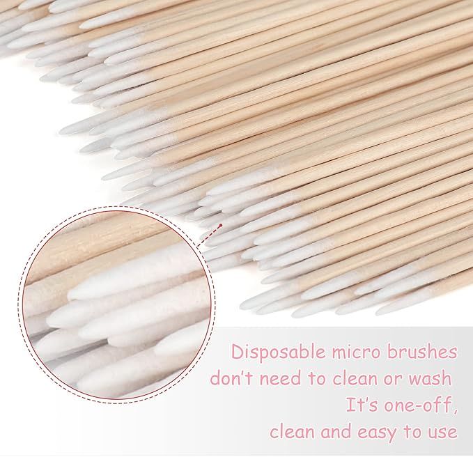 G2PLUS 500PCS Cotton Swabs, Wood Disposable Micro Applicators Brush for Makeup and Personal Care Cosmetic Brush, Micro Swabs for Eyelash Extensions, Nails, Eyeliner (Head Diameter: 1cm)