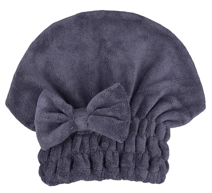 Microfiber Hair Drying Towels Head wrap with Bow-Knot Shower Cap Hair Turban hairWrap Bath Cap for Curly Short or Long & Wet Hair Gift for Women 2pack