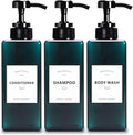 Large Shower Bottles with Pump, 22oz Set of 3 Shampoo Dispenser Bottles, Refillable Shampoo Dispenser Bottles for Travel, Bathroom, Kitchen