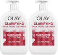 Olay Face Wash,Daily Facial Cleanser with Niacinamide,Peptides & Glycerin - Clarifying,Refreshes Skin Surface,Refines Appearance of Pores - Sulfate-Free,Paraben-Free,Oil-Free,16 Oz,(Pack of 2)