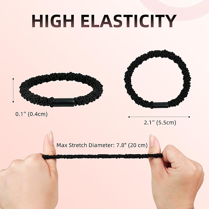 30 PCS Elastics Thread Hair Ties for Women, Adjustable No Damage Ponytail Holders for Women Girls, 4MM Rubber Bands for Hair, 6 Colors