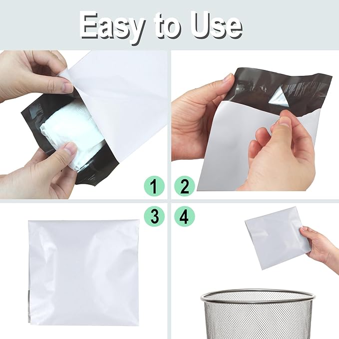 100 PCS Sanitary Napkin Disposal Bags, Feminine Hygiene Disposal Bags for Tampons and Pads, Block Odors, Self-Sealing Seals, 10.6 * 5.9 Inch (Light Gray)