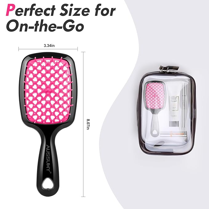 2 Pack Vented Detangling Hair Brush - Detangler Hairbrush with Soft Bristles for Effortless Tangle Free - Ideal for Wet Dry or Damaged Hair for Women Men Kids -Mixed Colors