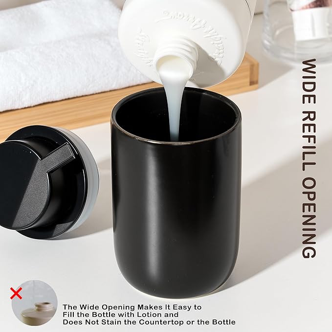 Black Foam Soap Dispenser,Foaming Dispenser for Kitchen & Bathroom,12oz Ceramic Soap Dispenser with Foam Pump for Hand Wash(Matte)