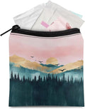 Women Period Bags Waterproof Novelty Landscape Printed Pink Sanitary Napkin Storage Bag Organizer for Daily Use