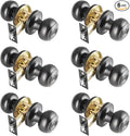 6 Pack Black Door Knobs Interior Keyless,Door Knobs for Bathroom & Bedroom,Matte Black Privacy Door Knob