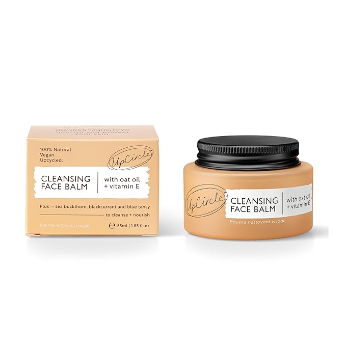 UPCIRCLE Cleansing Face Balm with Apricot 1.7oz - 100% Natural Cleanser To Remove Makeup, Including Waterproof Mascara + Clear Blackheads - Sea Buckthorn, Oat + Rosemary Oil - Vegan + Cruelty-Free