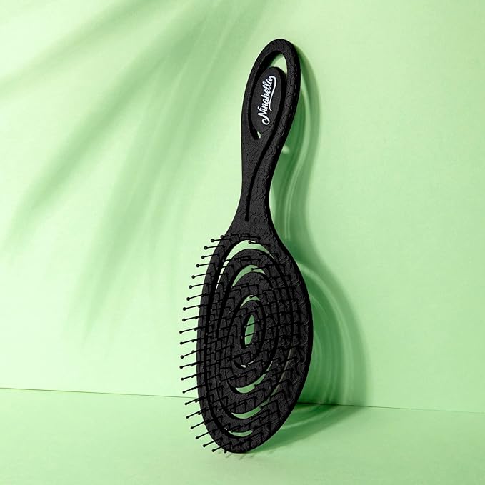 Ninabella Spiral Hairbrush - Detangle Hair Brush - For Brushing Wet or Blow Dry Hair - Detangler Vent Brush - Neon Pink