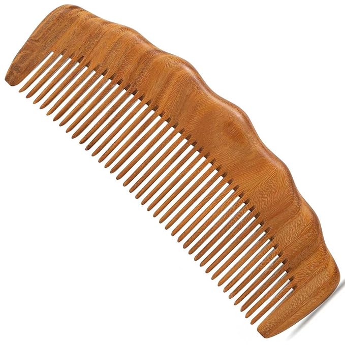 Wooden Beard Comb for Men, Fine Tooth Wooden Comb for Women - Green Sandalwood
