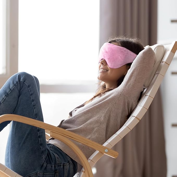 Mr. Sandman Weighted Eye Mask for Sleeping, Blackout Sleep Mask, Reversible Cool & Cozy Compress for Dry Eyes, Headache Migraine Relief, Eye Cover for Travel, Gifts for Women & Men, 0.5 lb, Pink