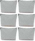 6 Pcs Checkered Makeup Bags Make up Bag Cosmetic Bags for Women Girls Sister Bridesmaid Auntie Friendship Christmas Birthday Travel Toiletry Bag Aesthetic Zipper Organizer Accessories, Cute Blue Plaid
