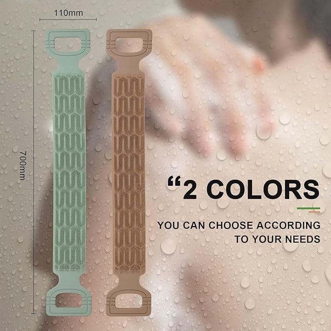 Exfoliating Back Scrubber for Shower,Double-Sided Back Scrub Washcloth Strap,Cover The Entire Back for Men Women,Silicone Back Massage Bath Brush,Exfoliate and Massage (Green)