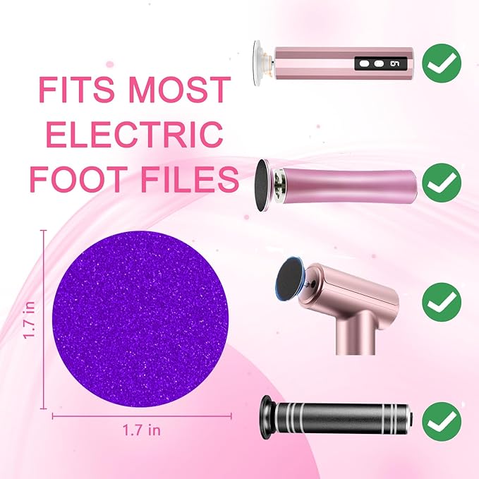 Trazzo 80/120/180 Grit Replacement Sanding Discs for Electric Foot File - Color-Coded Refill Sandpaper Pads for Callus Remover, Fits Most Round Foot Grinders (60PCS)