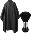 Professional Hair Cutting Cape with Neck Duster Brush, Salon Barber Cape, Hairdressing Accessories Black