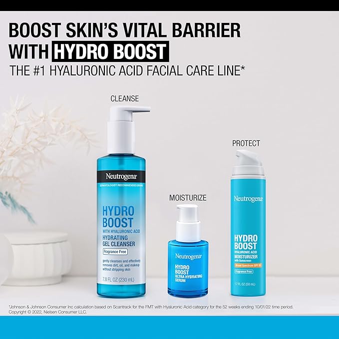 Neutrogena Hydro Boost Ultra Hydrating Serum with Hyaluronic Acid, Fragrance-Free Face Serum for Weightless Hydration and Softer, Glowing Skin, Non-Comedogenic, 1 fl. oz