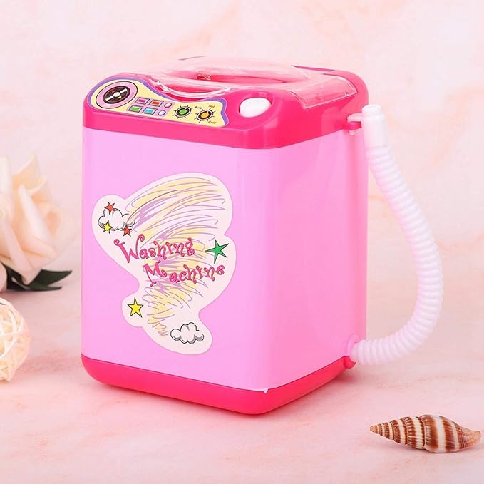 Makeup Washing Machine, Simulation Mini Makeup Brush Cleaner Electric Make Up Sponge Puff Cleaner Device Automatic Cosmetic Tool for Girls and Women