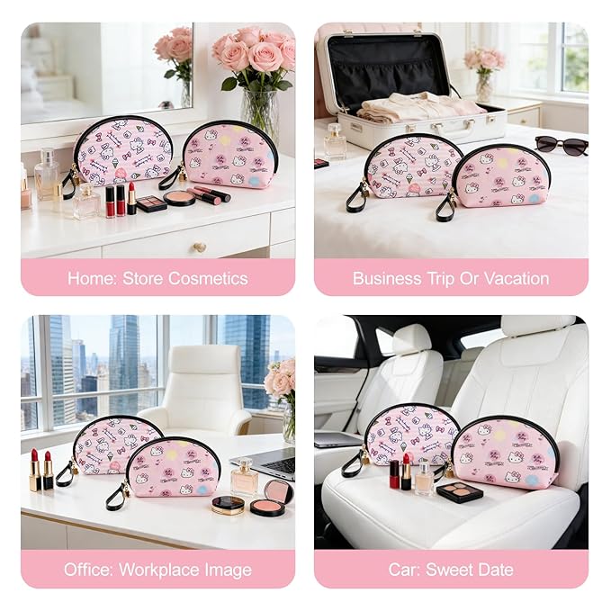 Vimanllie Travel 2PCS Cosmetic Bag Makeup Bags,Portable Toiletry Organizer,Storage Bags for Women,Cute Compact,Small Purse for Keys,Practical Storage Pouch for Girls