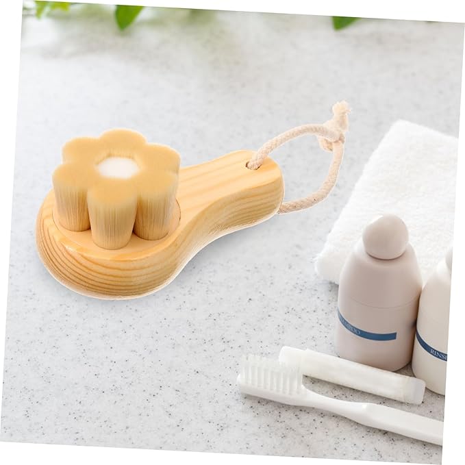 Face Cleansing Brush with Soft Bristles for Deep Pore Cleansing Manual Exfoliating Tool for All Skin Types Wooden Handle for Comfortable Use