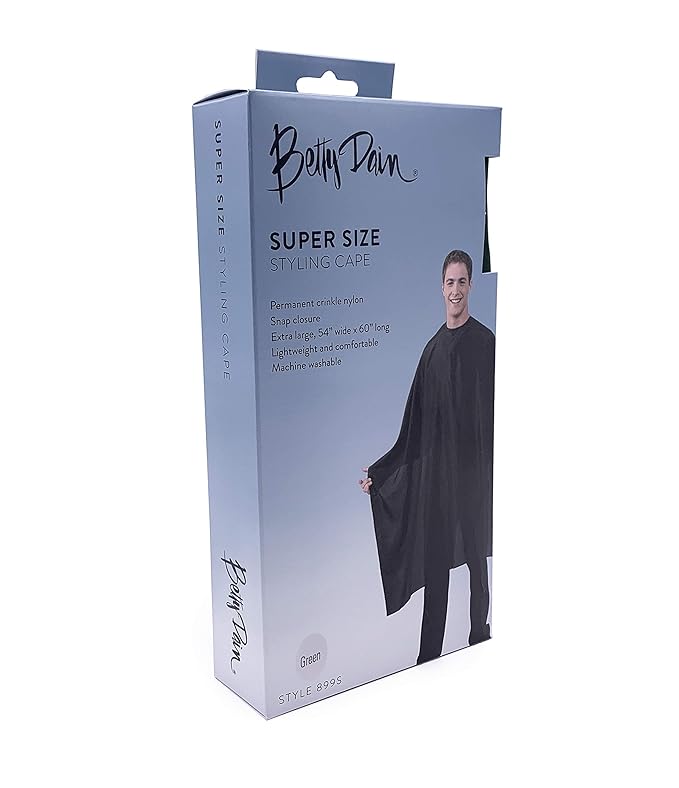 Betty Dain Lightweight Crinkle Nylon Hair Cutting/Styling Cape, Water Resistant, Machine Washable, Permanent Crinkle Nylon, Repels Hair, Snap Closure at Neck, Generous 54 x 60 inch Size, Green