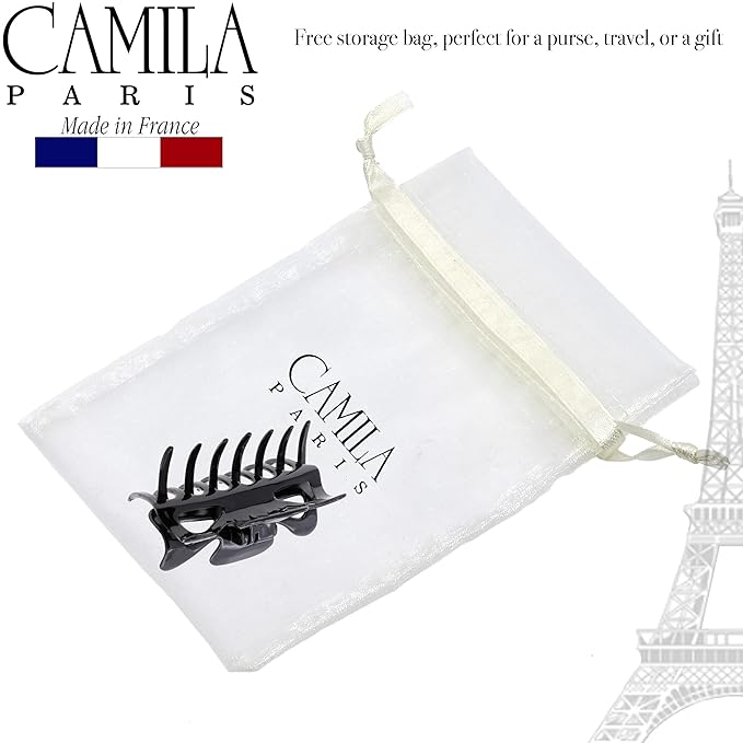 Camila Paris CP47 French Hair Clip for Women, 3.5 inch Black for Thick Volume Hair, Girls Hair Claw Clips Jaw, Durable Styling Hair Accessories for Women, Strong Hold No Slip Grip, Made in France