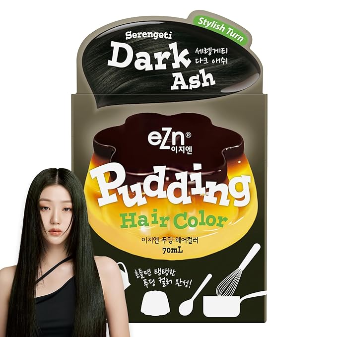 eZn Pudding Hair Dye for Sensitive Scalps – (Dark Ash) | No-Drip, Ammonia-Free, Long-Lasting Semi-Permanent Hair Color with Keratin for Gentle Gray Coverage at Home