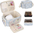 Nail Polish Organizer, Nail Polish Storage Holds 42+ Bottles & Nail Lamp, Portable Travel Nail Kit Storage Carrying Case Fits Nail Suppiles, Gift for Manicurist, Grils - Blue Flower