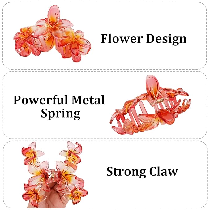 Women's Claw Clips - Large Hawaiian Flower Hair Clips, Non-Slip, Strong Hold for Thick/Thin Hair, Style E