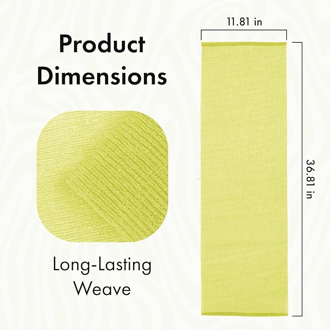 Exfoliating Washcloth, Nylon Bath Towel Body Scrubber with Hanging Strap, Back Scrubber for Shower Japanese Washcloth Loofah - Deep Clean & Rich Lather (Blue & Rose Red & Yellow, Pack of 3)