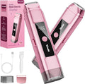 Electric Bikini Trimmer for Women: IPX7 Waterproof Dual Head Cordless Electric Shaver for Women with LED Display & 0.5mm Ceramic Blades for Pubic Hair, Face, Legs - Rose Pink