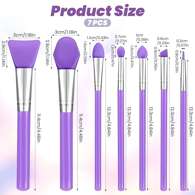 7pcs Silicone Brush for Resin Makeup Brush Face Mask Applicator Kit Eye Cream Applicators Tool Makeup Brushes for Cream Makeup Products and UV Resin Epoxy Art Crafting Body Lotion