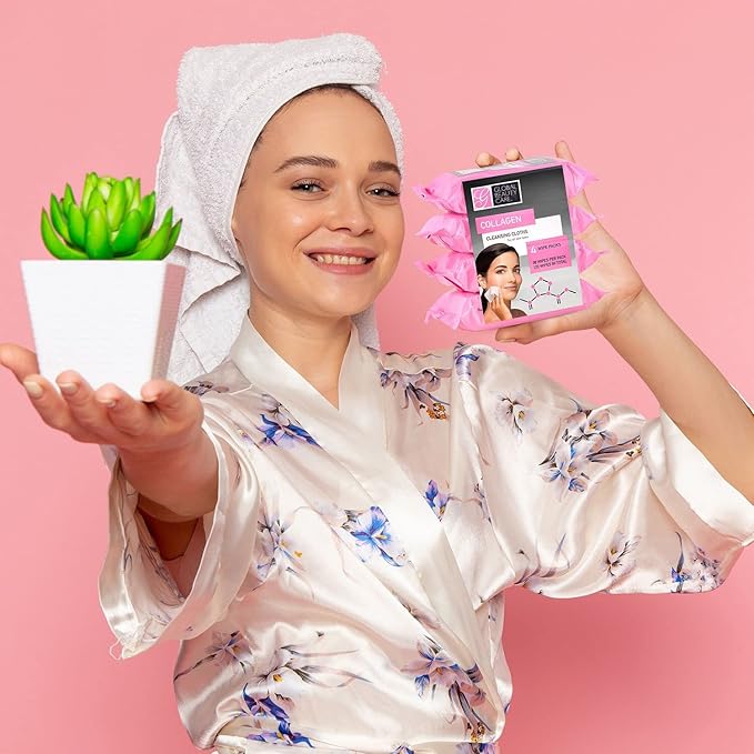 Global Beauty Care Collagen Makeup Remover Wipes with Skin Smoothing Support - Facial Cleansing Cloths Remove Waterproof Mascara, Oil & Dirt, Texture Smoothing, All Skin Types, 120 Count (4-Pack)