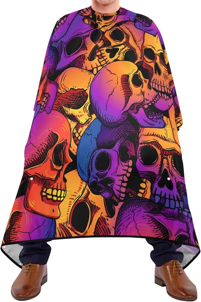 ALAZA Skull Pattern Barber Cape for Men Women, Waterproof Haircut Apron Beard Shaving Bib Hair Cutting Cloth 55 x 65 Inch