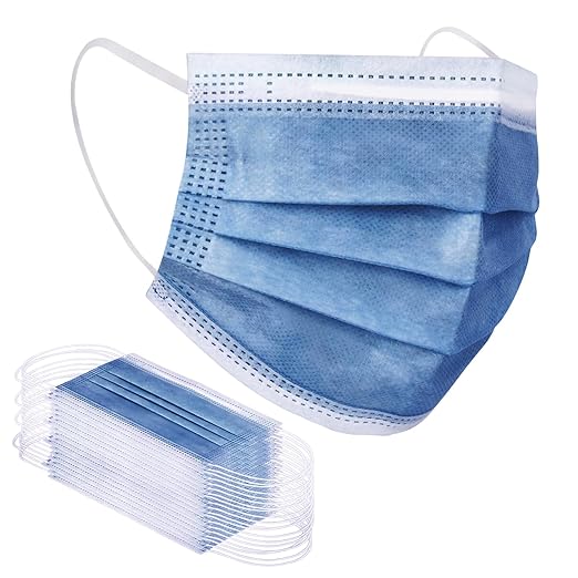 Borje Navy Disposable Face Masks 100 Pcs Navy Blue Face Mask 3 Ply Protection Masks
