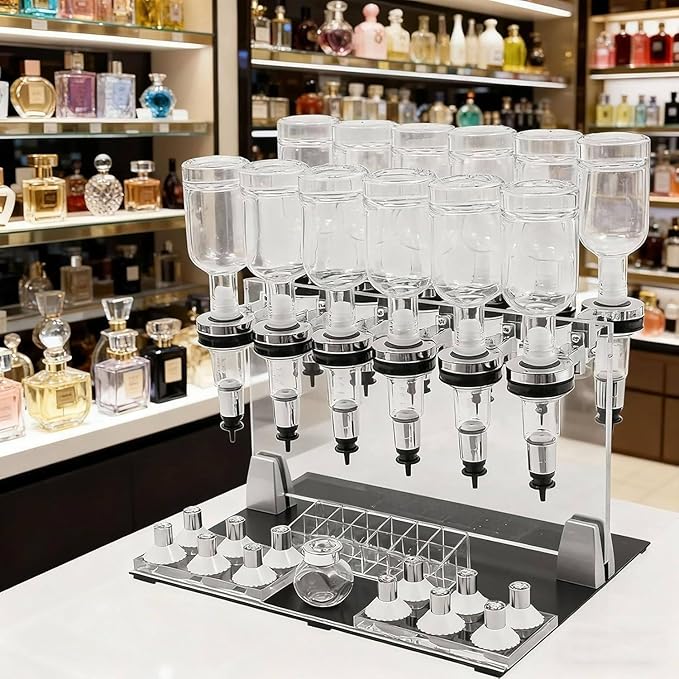 Perfume Refill Tool Kit with 12 Bottles, Perfume Dispenser Transfer Tools, Liquid Filling Machine Transfer Kit for Liquid Cologne Fragrance Sample Essential Oils